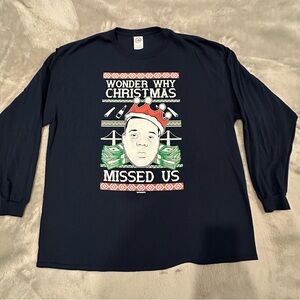 Christmas Sweater Delta Pro Weight Navy Shirt Sz 2XL